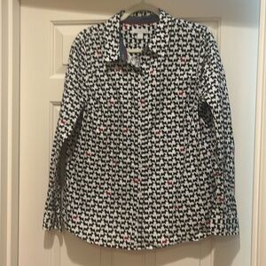 Charter Club Long Sleeve Button Down Top with dog print